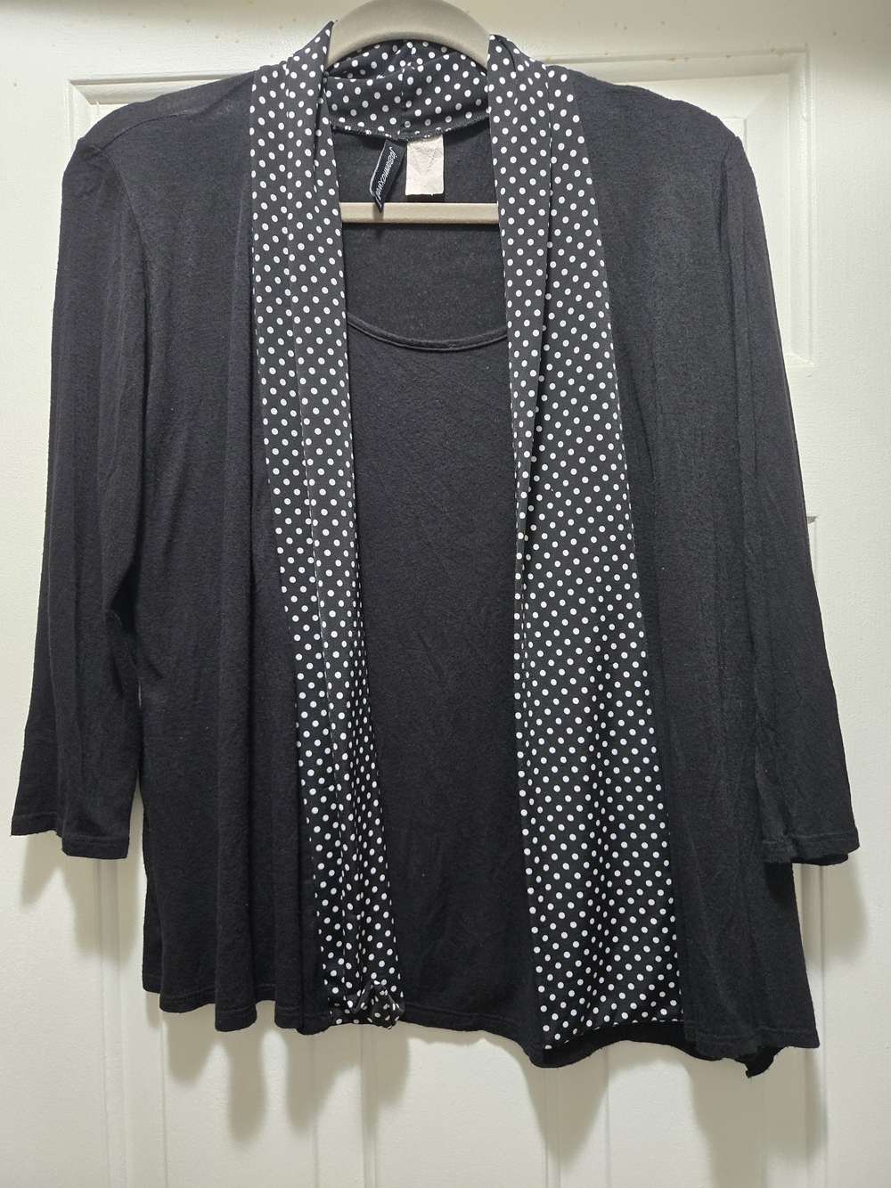 jason maxwell Black Cardigan with White Polka Dot Trim